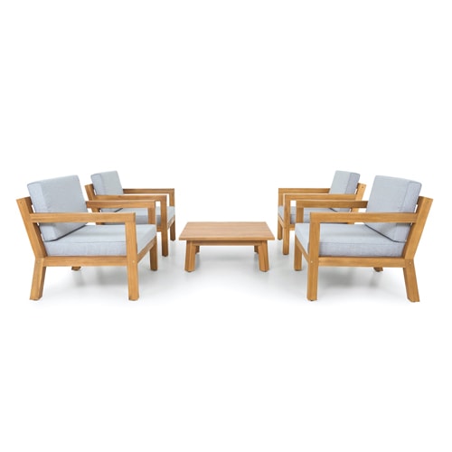 Salon de jardin 4 places en bois FSC - 4 fauteuils et table basse - Palau