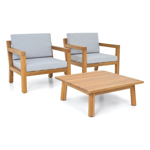 Salon de jardin 2 places en bois FSC - 2 fauteuils et table basse - Palau