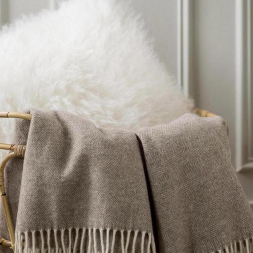 Plaid en laine naturel 130 x 190 - Carina