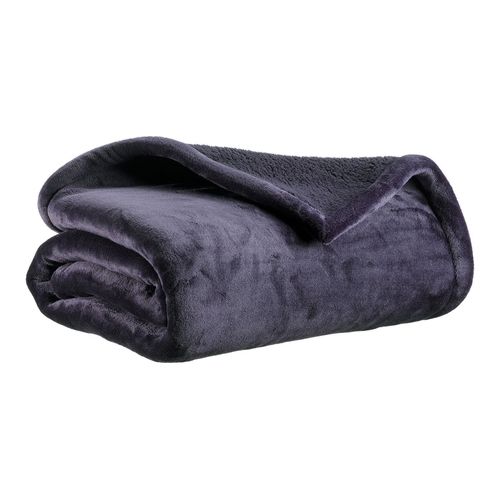 Maxi plaid doux bleu marine 180 x 220 cm - Michka