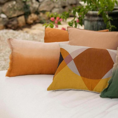 Coussin en lin orange cuivre 30 x 50 cm - Zeff Celeste