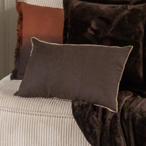 Coussin en lin gris ébène 40 x 65 cm - Zeff Celeste