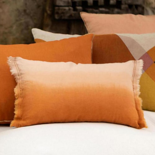 Coussin en lin effet dégradé cuivre orange 30 x 50 cm - Zeff Shade
