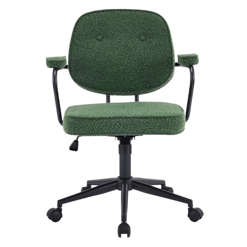 Fauteuil de bureau pivotant et réglable en hauteur en tissu bouclé vert - Ann