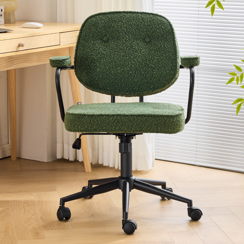 Fauteuil de bureau pivotant et réglable en hauteur en tissu bouclé vert - Ann