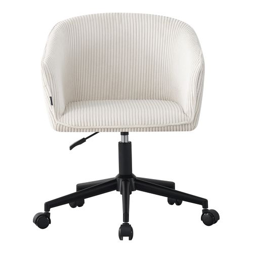 Fauteuil de bureau pivotant et réglable en hauteur en velours côtelé beige - Marlo