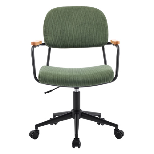 Fauteuil de bureau pivotant et réglable en hauteur en velours côtelé vert kaki - Gianni