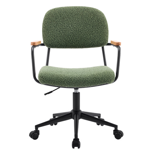 Fauteuil de bureau pivotant et réglable en hauteur en tissu bouclé vert - Gianni