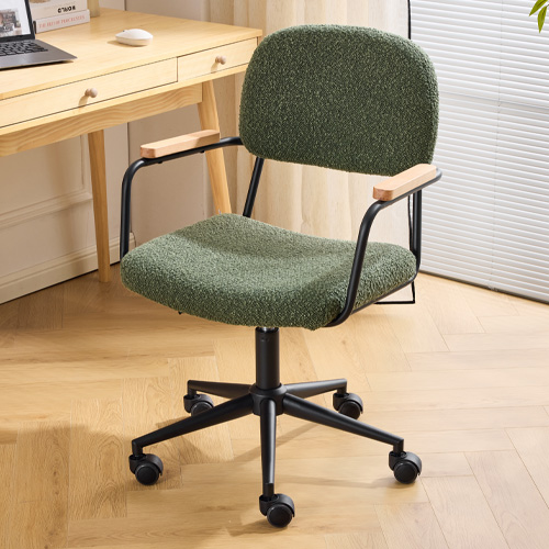 Fauteuil de bureau pivotant et réglable en hauteur en tissu bouclé vert - Gianni