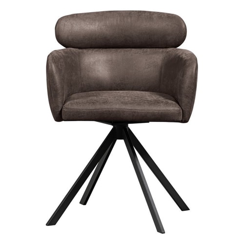 Lot de 2 fauteuils de table pivotants en simili gris - Fenne