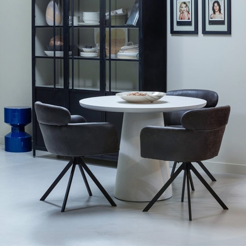 Lot de 2 fauteuils de table pivotants en simili gris - Fenne