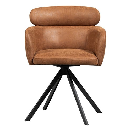 Lot de 2 fauteuils de table pivotants en simili cognac - Fenne