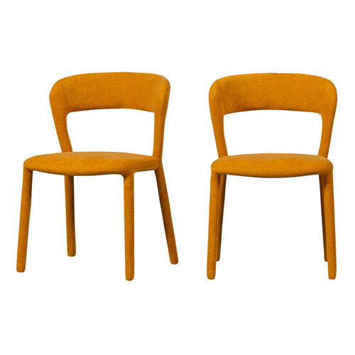Chaise de salle à manger en tissu jaune moutarde - Noble
