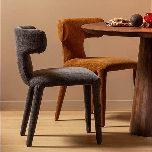 Lot de 2 chaises de salle à manger en tissu marron foncé - Permit