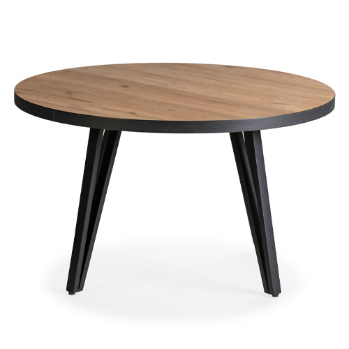 Table basse ronde couleur bois et noir Ø 80 cm - Lexi