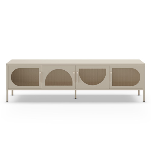 Meuble TV 4 portes en métal beige 180 cm - Inoa