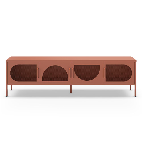 Meuble TV 4 portes en métal terracotta 180 cm - Inoa