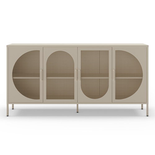 Buffet 4 portes en métal beige 160 cm - Inoa