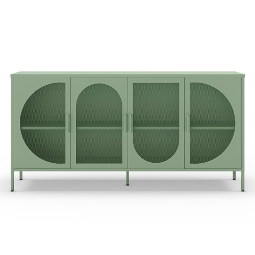 Buffet 4 portes en métal vert clair 160 cm - Inoa