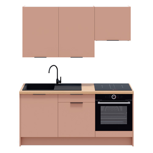Ensemble de 6 meubles de cuisine - L. 185 cm - abricot - Luzia