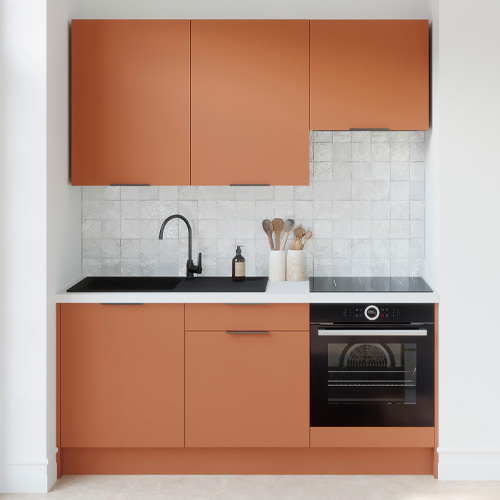 Ensemble de 6 meubles de cuisine - L. 185 cm - terracotta - Luzia