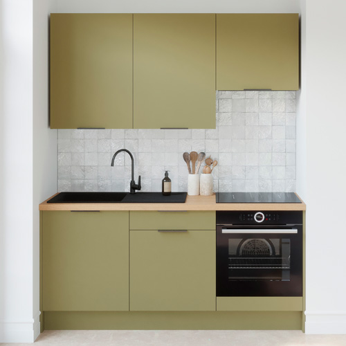 Ensemble de 6 meubles de cuisine - L. 185 cm - vert olive - Luzia