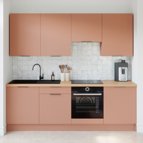 Ensemble de 8 meubles de cuisine - L. 245 cm - abricot - Luzia