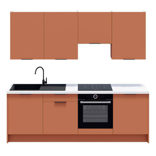 Ensemble de 8 meubles de cuisine - L. 245 cm - terracotta - Luzia