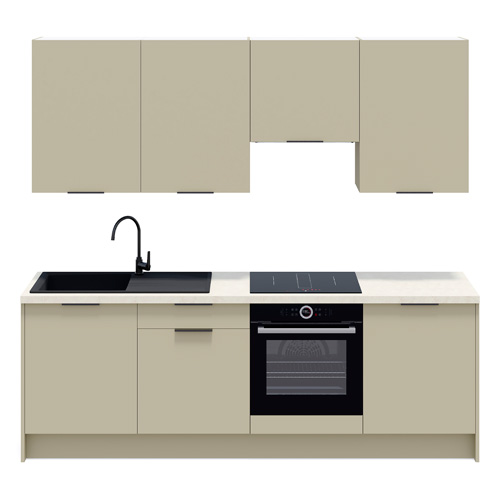 Ensemble de 8 meubles de cuisine - L. 245 cm - vert sauge - Luzia