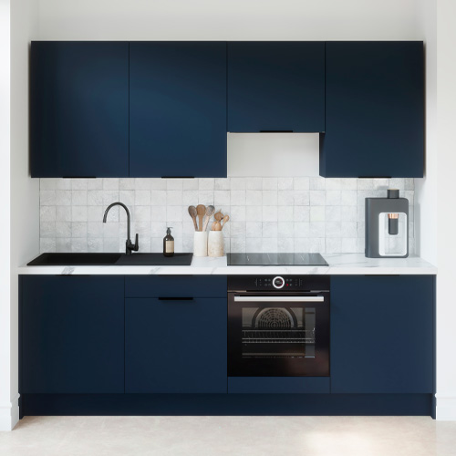 Ensemble de 8 meubles de cuisine - L. 245 cm - bleu marine - Luzia