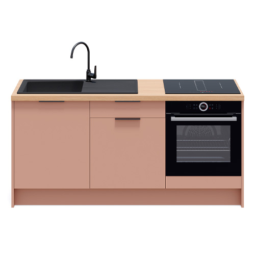 Meubles bas de cuisine - L. 185 cm - abricot - Luzia