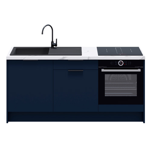 Meubles bas de cuisine - L. 185 cm - bleu marine - Luzia