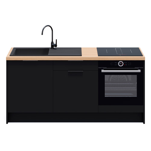 Meubles bas de cuisine - L. 185 cm - noir - Luzia