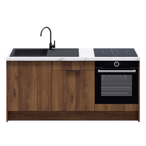 Meubles bas de cuisine - L. 185 cm - noyer brun - Sierra