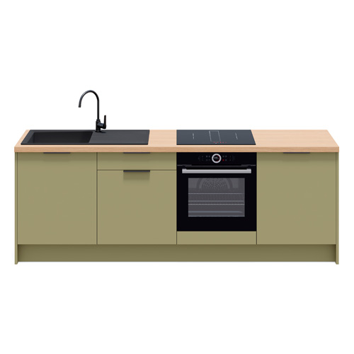 Meubles bas de cuisine - L. 245 cm - vert olive - Luzia