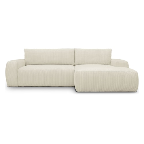 Canapé d'angle droit convertible 3 places en velours côtelé beige - Sonny