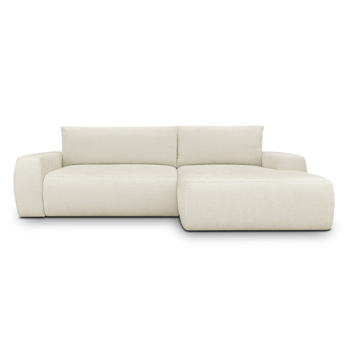 Canapé d'angle droit convertible 3 places en tissu chenille beige - Sonny