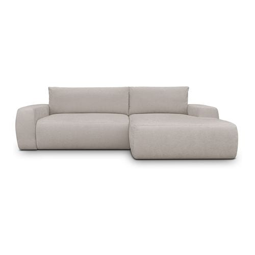 Canapé d'angle droit convertible 3 places en tissu chenille taupe - Sonny