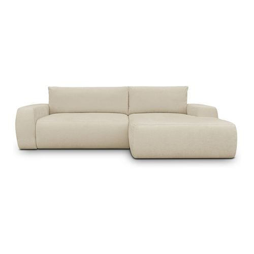 Canapé d'angle droit convertible 3 places en tissu chenille beige foncé - Sonny