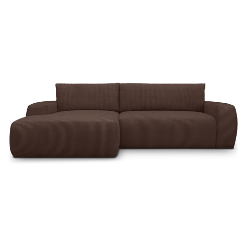 Canapé d'angle gauche convertible 3 places en velours côtelé moka - Sonny