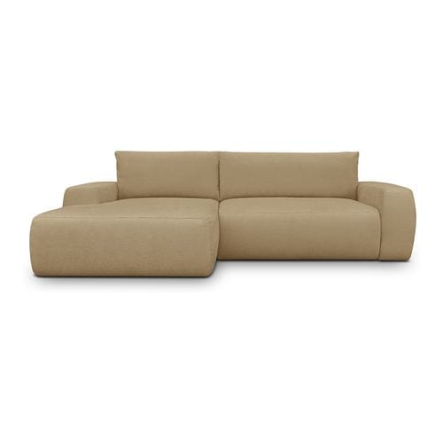 Canapé d'angle gauche convertible 3 places en tissu chenille miel - Sonny