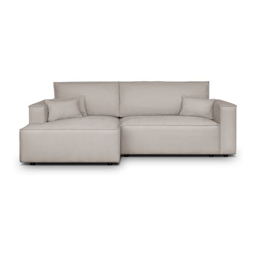 Canapé d'angle à gauche convertible 3 places en tissu chenille taupe - Asti