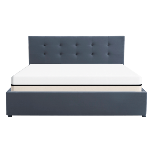 Ensemble Lit coffre adulte 160x200cm avec tête de lit en velours gris foncé - Tina + Matelas ressorts ensachés - Spring Elite