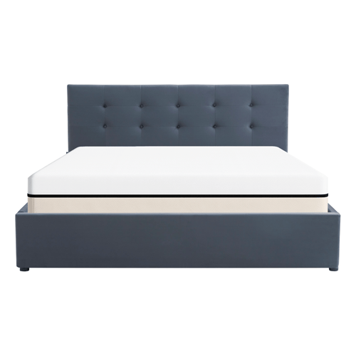 Ensemble Lit coffre adulte 180x200cm avec tête de lit en velours gris foncé - Tina + Matelas ressorts ensachés - Spring Elite
