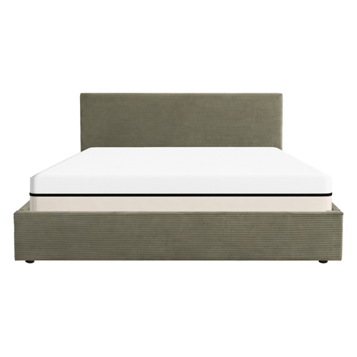 Ensemble Lit coffre adulte 180x200cm avec tête de lit en velours côtelé vert - Tina + Matelas ressorts ensachés - Spring Elite