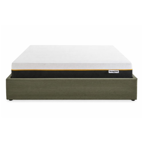 Ensemble Lit coffre adulte 140x190cm en velours côtelé vert avec sommier - Handy + Matelas mémoire de forme - Dual Confort