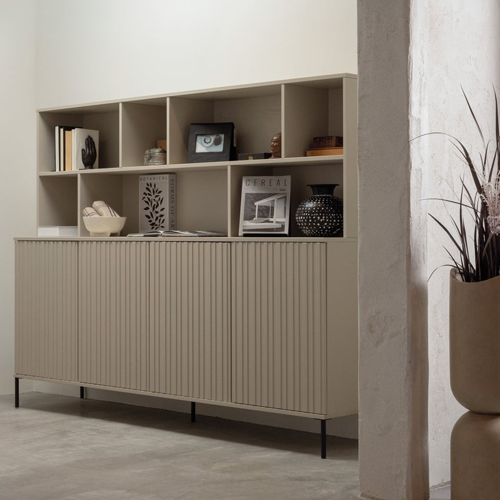 Buffet haut en pin FSC finition mate – 4 portes - New Gravure