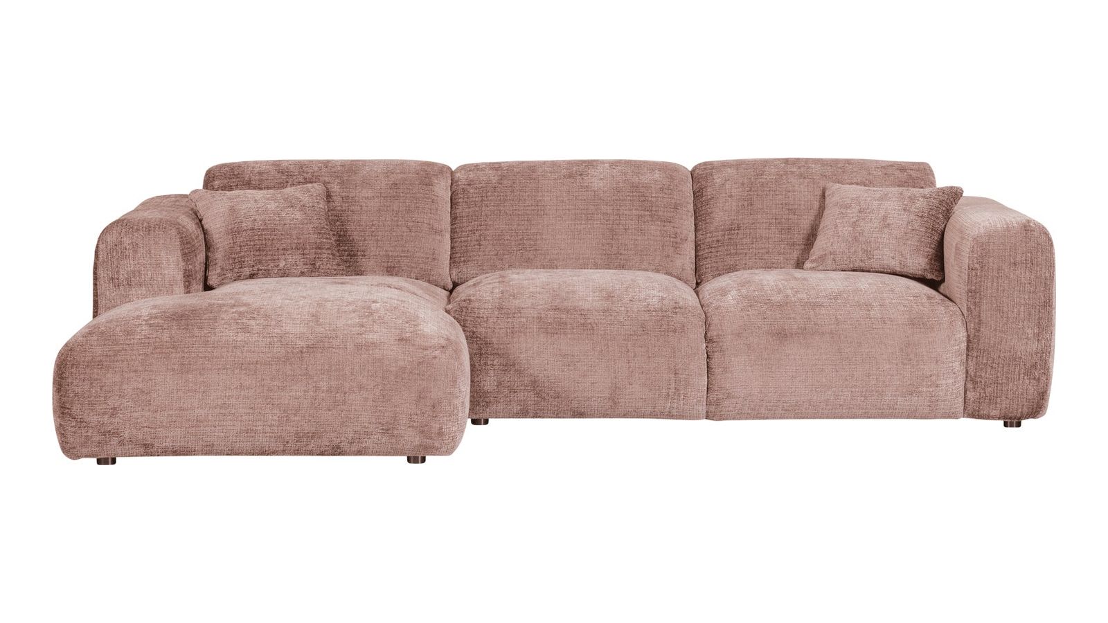 Canapé d'angle à gauche en tissu chenille vieux rose - Cloud