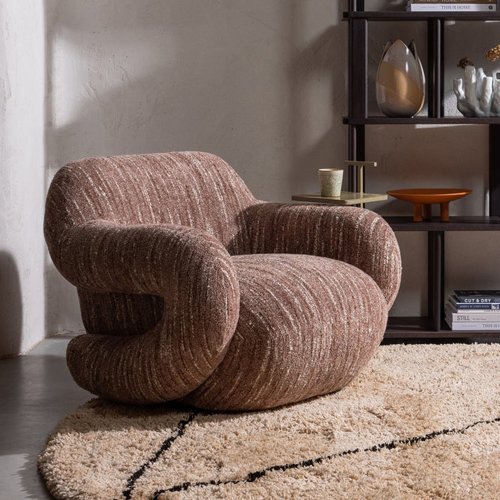 Fauteuil pivotant en tissu chenille vieux rose - Folke