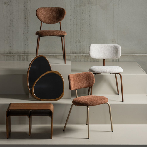 Chaise de salle à manger moderne en tissu tissé écru - Travis